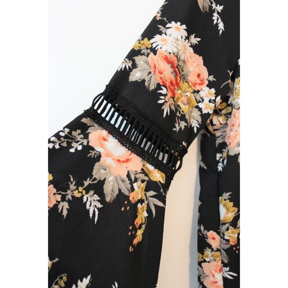 Whisper Women's Floral Black Long Sleeve Blouse Size L NWOT - Picture 6 of 8